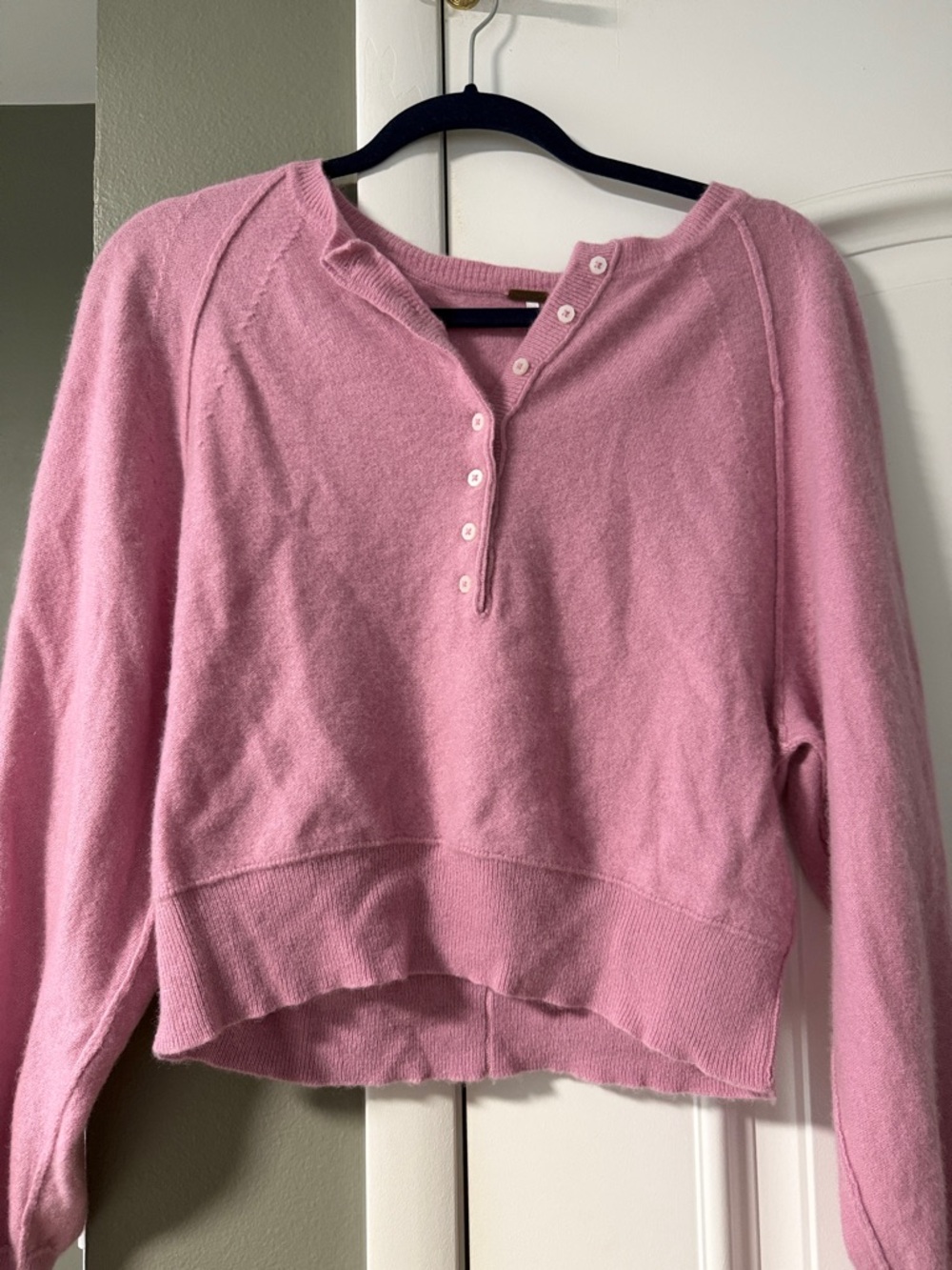 Free People button Cashmere cropped sweater